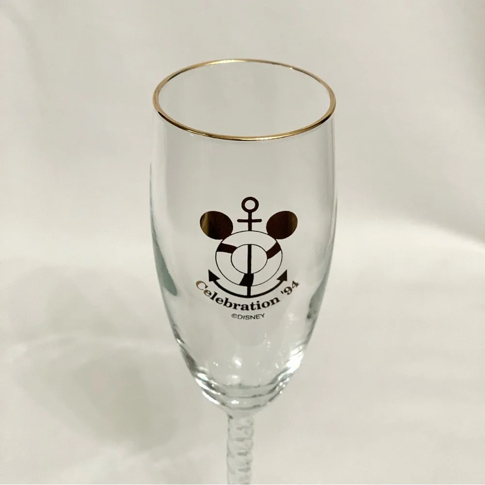 Disney Celebration ‘94 Cruise Gold Rim Memorobelia Champagne Glass
